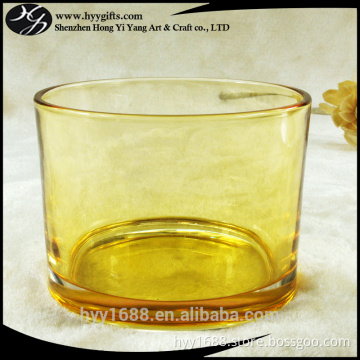 large yellow glass candle jars and metal lids for 3-wick candles